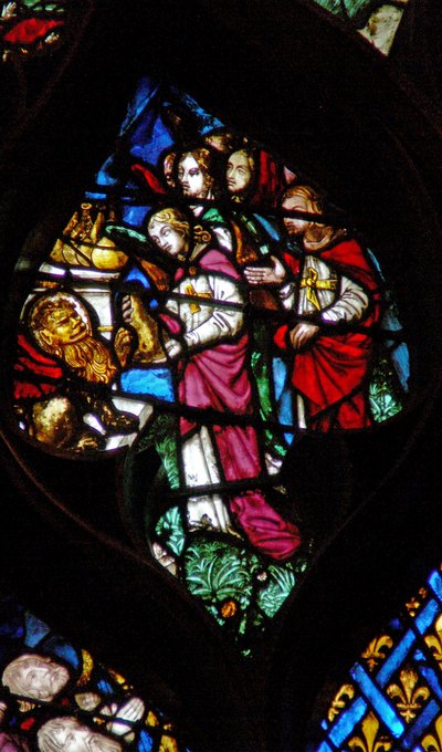 The West Rose Window Depicting a Scene from the Book of Revelation: One of the Four Beasts Gives the Seven Angels the Vials of the Wrath of God by French School