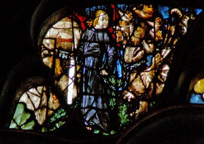 The West Rose Window Depicting a Scene from the Book of Revelation: Angel with the Key of the Bottomless Pit Binding the Dragon Satan for a Thousand Years by French School