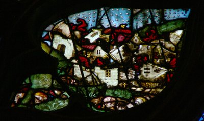 The West Rose Window Depicting a Scene from the Book of Revelation: Great Earthquake and Hailstones as Heavy as Coins by French School