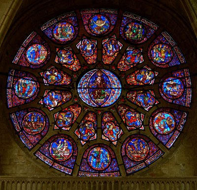 The west rose window, depicting the Last Judgement (rose window - internal) by French School