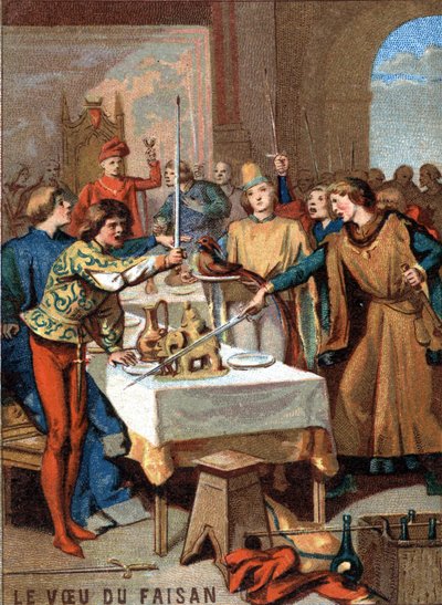 The Wish of the Pheasant (1454): During the Feast Organized by Philip III the Good, Duke of Burgundy, the Guests Swear on a Pheasant Adorned with a Necklace of Pearls to Exterminate the Turk by French School