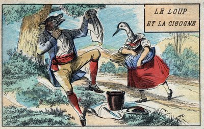 The wolf and the stork. Fables by Jean de La Fontaine by French School