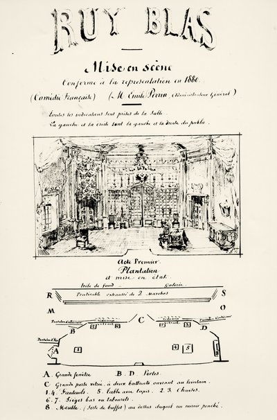 Theatre programme for Act I of Ruy Blas by Victor Hugo, 1880 by French School