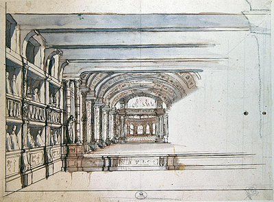 Theatre Stage and Auditorium with Boxes, late 17th century by French School