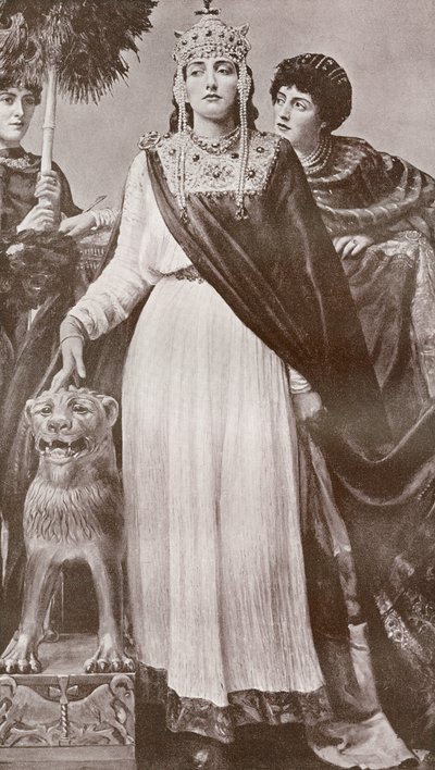Theodora I, Empress of the Roman Byzantine Empire and wife of Emperor Justinian I. From Harmsworth History of the World published 1908. by French School
