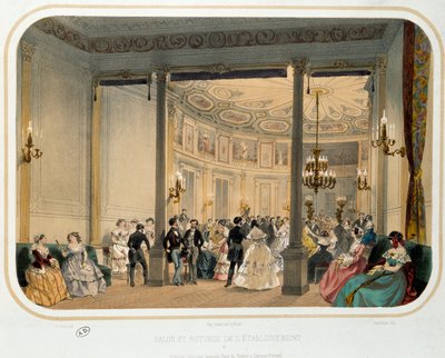 Thermalism: Salon and rotunda of an establishment in Vichy at the time of a worldly reception by French School