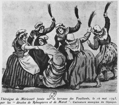 Theroigne de Mericourt whipped by a group of Parisian Jacobin women, 16th May 1793 by French School