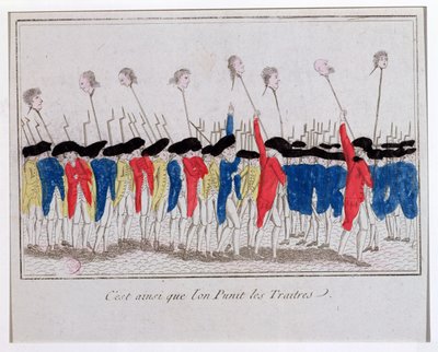 This is How Traitors are Punished, Sans-Culottes Carrying the Heads of the Guillotined, 1789 by French School