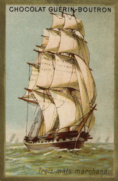 Three-masted merchant ship by French School