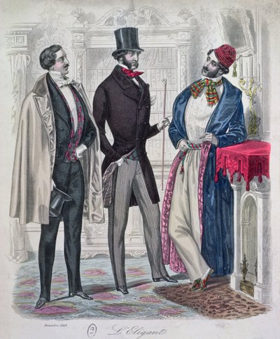 Three Elegant Young Men, December 1848 by French School