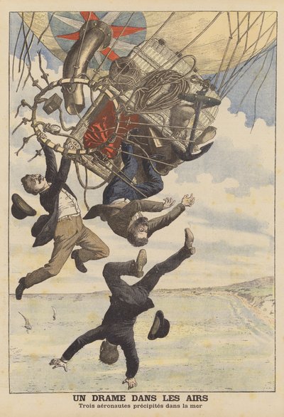 Three Italian Balloonists Falling into the Sea by French School