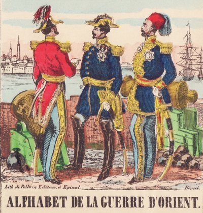 Three generals: Lord Raglan, Chief General of the English Army, Pélissier, General of the French Army and Omer-Pasha, Chief General of the Turkish Army by French School
