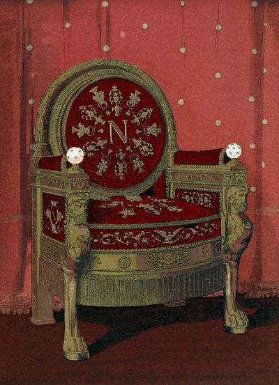 Throne of Napoleon I Bonaparte (1769-1821) Palais de Fontainebleau (from Dictionnaire de Lameublement et de la Decoration by Henry Havard, Volume 4, Plate 54) by French School