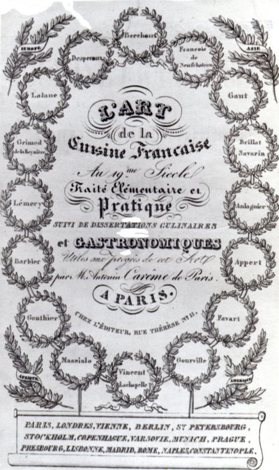 Title Page for LArt de la Cuisine Francaise vol. III by Antonin Careme, published 1834 by French School