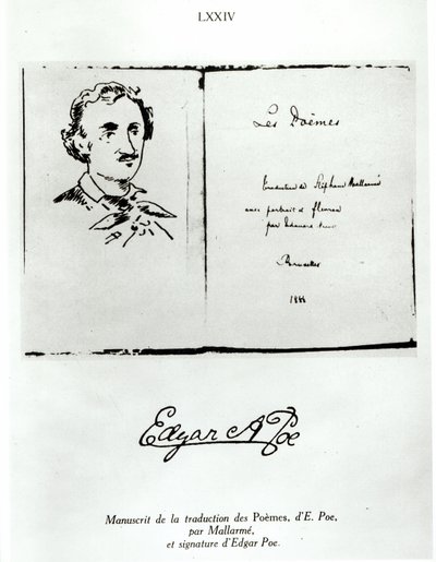 Title Page of Les Poemes by Edgar Allan Poe Translated by Stephane Mallarme with a Portrait of the Author, 1888 by French School