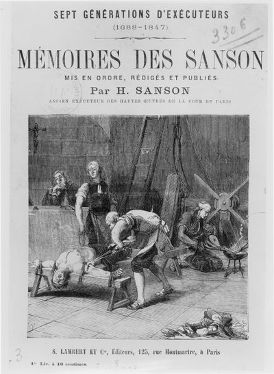 Title Page of Memoires des Sanson by French School