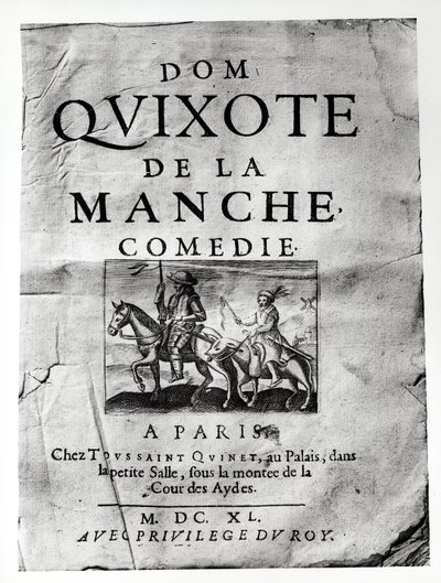 Title page from Dom Quixote de La Manche Comedie by Guerin de Bouscal by French School