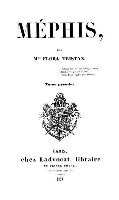 Title page of Mephis by Flora Tristan published in Paris by Ladvocat, 1838 by French School