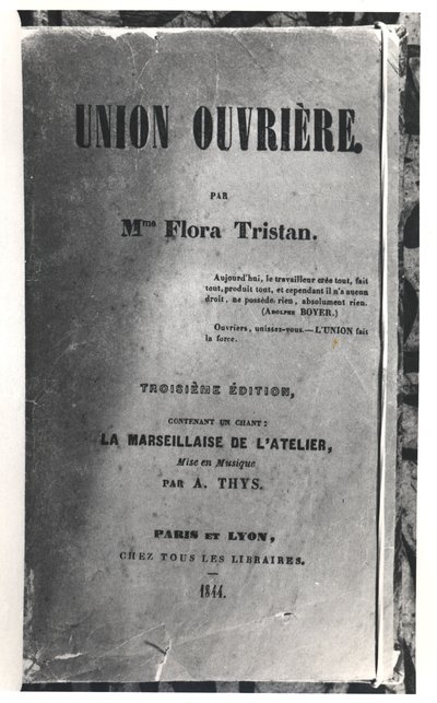 Title page of Union Ouvriere by Flora Tristan, published in 1844 by French School