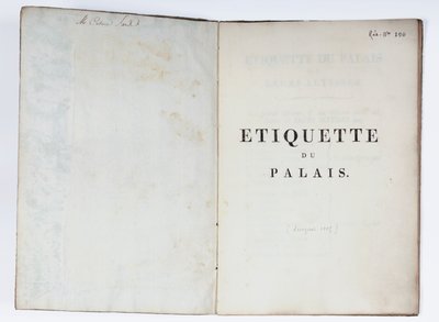 Title page of the Etiquette du Palais, Lucca, 1805 by French School