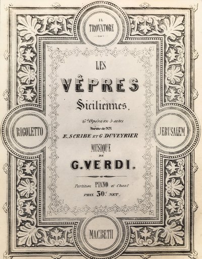 Title Page of the Score I Vespri Siciliani by French School