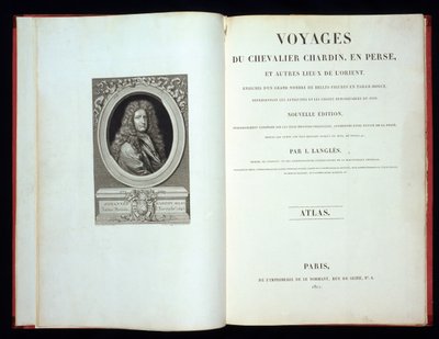 Titlepage and frontispiece portrait from Voyages du Chevalier Chardin en Perse, 1811 by French School