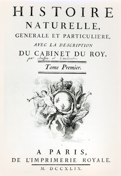 Titlepage of Histoire Naturelle, Generale et Particuliere by Buffon, Paris, 1749 by French School