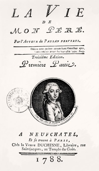 Titlepage of "La Vie de Mon Pere", 1788 by French School