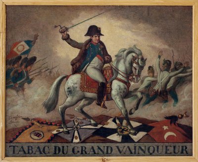 Equestrian portrait of Napoleon Bonaparte leading his troops to battle by French School