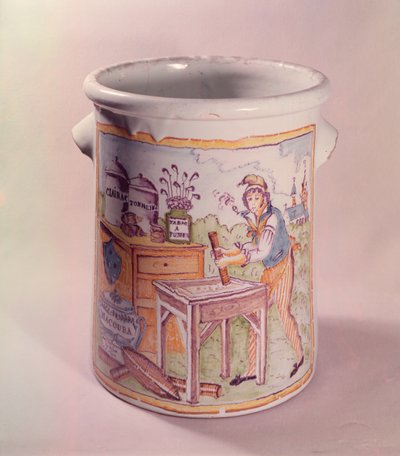 Tobacco Pot Depicting a Tobacconist, Bordeaux Workshop by French School
