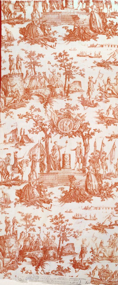 Toile de Jouy Illustrating the Festival of the Federation on 14th July, 1790 at the Champs de Mars by French School