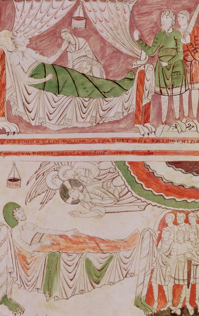 King David and the Dream of Solomon, from the Bible of St. Vaast by French School