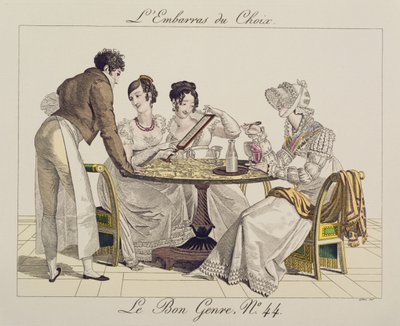 Too Much Choice, plate 44 from Le Bon Genre, 1827 by French School