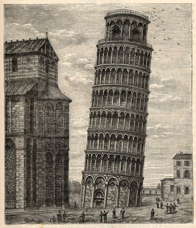 Tower of Pisa - Engraving in “Sciences brought to everyone