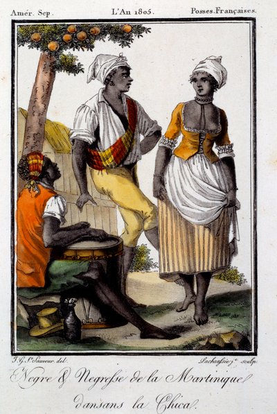 Traditional Dance: Inhabitants of Martinique Dancing Chica by French School