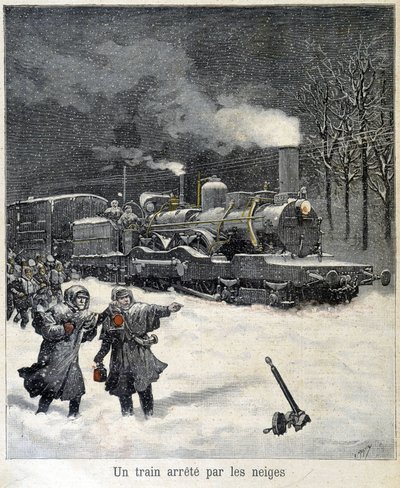 Train Forced to Stop by Snow by French School