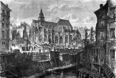 Transformations of Paris under the Second Empire, Paris Haussmannian: clearance of the Saint Medard church in the Mouffetard district by French School