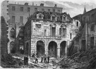 Transformations of Paris under the Second Empire, Haussmannian Paris: demolition of the Saint Martin courtyard in the Palais de Justice (Conciergerie) on the Ile de la Cite by French School