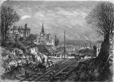 Transformations of Paris under the Second Empire, Paris Haussmannian: piercing of Boulevard Arago. Engraving in 