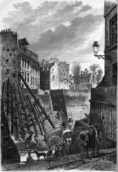Transformations of Paris under the Second Empire: view of Rue Rollin at its intersection with Rue Monge by French School