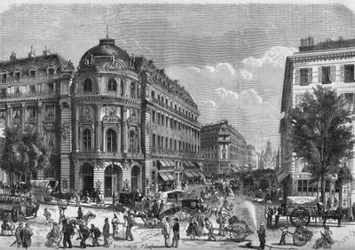 Transformations of Paris under the Second Empire, Paris Haussmannian: view of the Boulevard des Italiens, at the height of the Chaussee d
