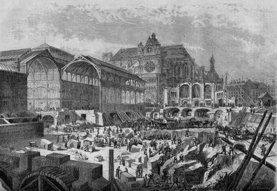 Transformations of Paris Under the Second Empire: View of the New Pavilion of the Central Halls by French School