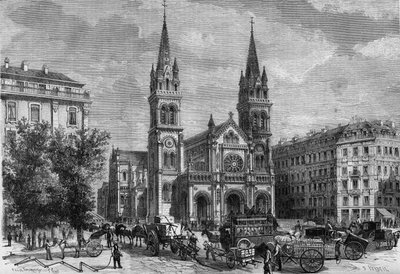 Transformations of Paris under the Second Empire, Haussmannian Paris: exterior view of the Saint Ambroise church (Saint-Ambroise) built by Theodore Ballu (1817-1885) by French School