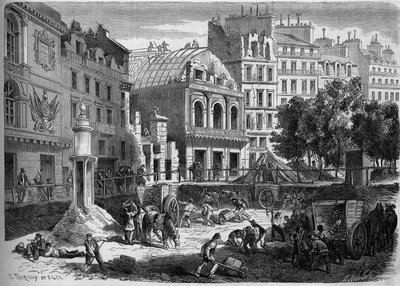 Transformations of Paris under the Second Empire, Haussmann Paris: demolition of theatres of the Temple for the piercing of the Boulevard du Prince Eugene (today, boulevard Voltaire). Engraving in 