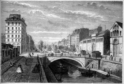 Transformations of Paris under the Second Empire, Haussmannian Paris: view of the boulevard Richard Lenoir established on the vault of the Canal Saint Martin. Engraving in Le Monde Illustré n°233 of September 28 by French School