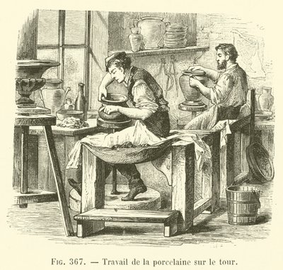 Porcelain Work on the Lathe by French School