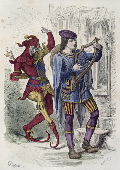 Travelling Musician and Court Fool Dancing by French School