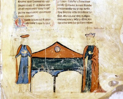 Tristan and Iseult (Miniature, 14th century French Manuscript, Bibl. Marciana, Venice) by French School