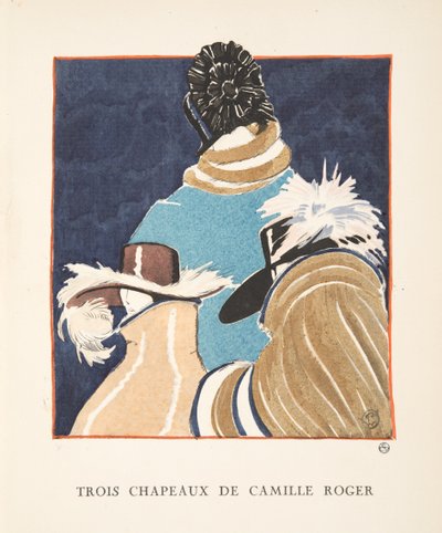 Three Hats by Camille Roger, from a Collection of Fashion Plates by French School
