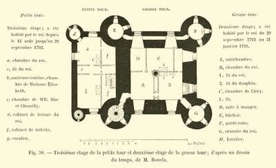 Third floor of the small tower and second floor of the large tower; after a drawing of the time, by Mr. Bourla by French School